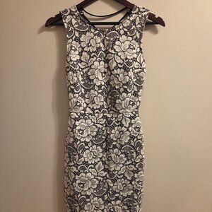 Backtie black and white floral dress
